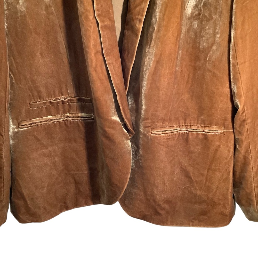 Garnet Hill Luxurious Tan Velvet Blazer Jacket Lined - Picture 3 of 8